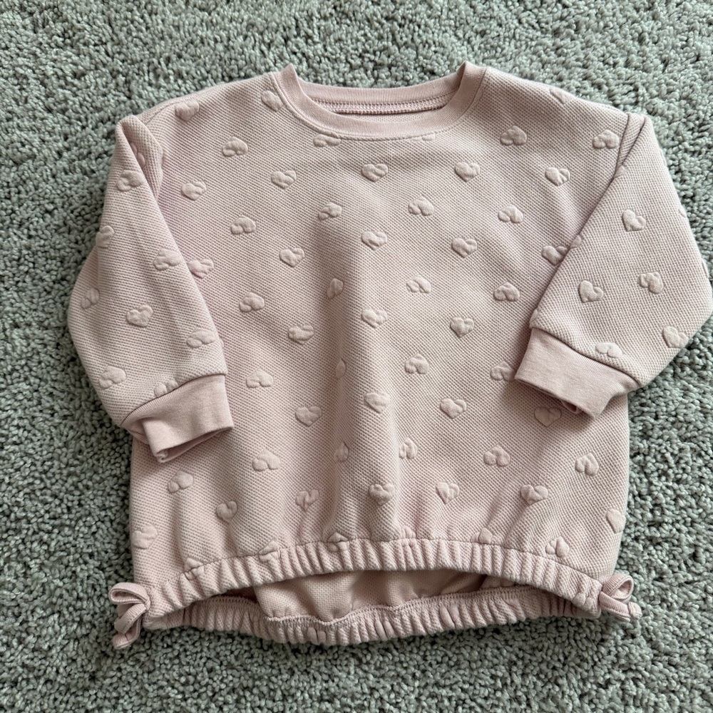 Carter's Light Pink Heart Knit Pullover Sweatshirt